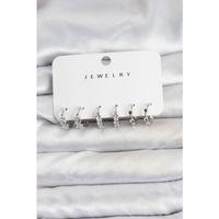 Pirinç Gümüş Renk Zirkon Taşlı Kadın Küpe Seti