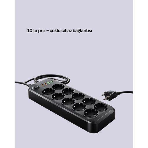 Termal Koruma Sistemli Usb Type-c 10’lu Grup Priz 2m 2500w Güç Kapasiteli