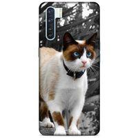 Lopard Oppo A91 Uyumlu Kılıf Kediler (43) Thin Fit Kılıf Beyaz Kedi