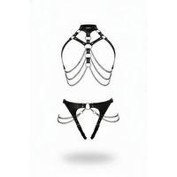 Siyah Harness Takım Zincir Detaylı Halkalı Vücut Aksesuarı - Brf1387