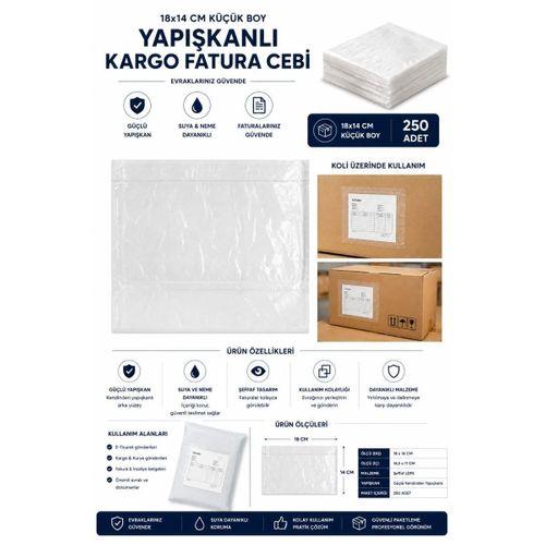 18x14 Cm Küçük Boy Yapışkanlı Kargo Fatura Cebi 250 Adet