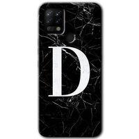 Tecno Pova HD Baskılı Kılıf + 9D Tam Ekran Koruyucu - Siyah Mermer Desenli D Harfi