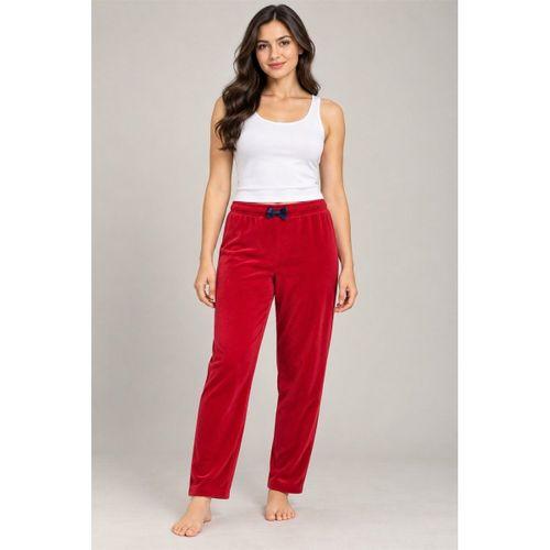 Kadın Tek Alt Pijama Pantolonu - Düz Renk, Kırmızı
