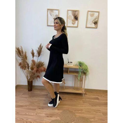 Pilelistore Kadın Uzun Kollu Derin Yuvarlak Yakalı Kısa Viskon Iki Iplik Elbise