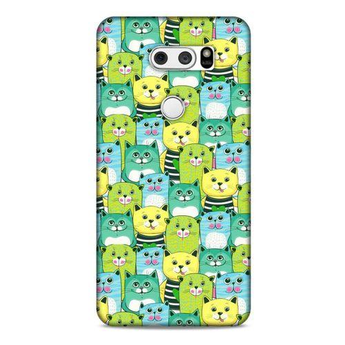 Lopard LG K50S Uyumlu Kılıf Kediler (37) Silicone Cover Mavi Sarı