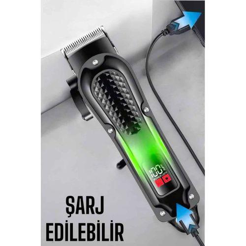 Suya Dayanıklı Tıraş Makinesi Keskin Bıçaklı Dijital Göstergeli Şarjlı