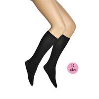 12 Adet Mikro 70 Dizaltı Kadın Çorap Siyah 500