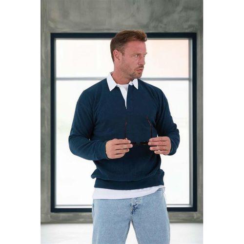 Polo Yaka Selanik Örme Kumaş Erkek Sweatshirt - İndigo