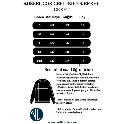 Russell Çok Cepli Biker Deri Görünümlü Erkek Ceket - Kahve
