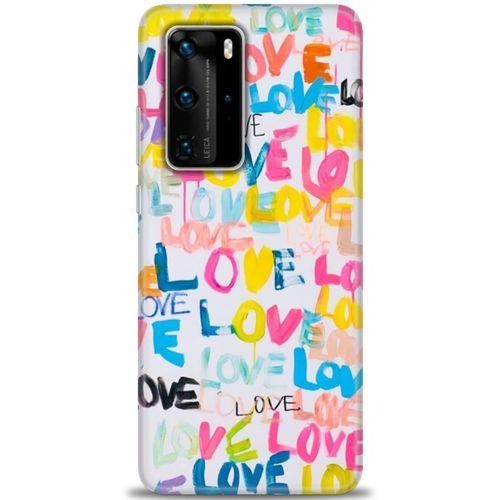 Huawei P40 Pro Kılıf HD Baskılı Kılıf - Renkli Love + Tam Ekran Koruyucu
