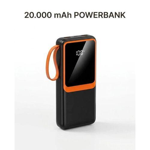 20000 Mah Dijital Ekranlı Powerbank Çoklu Bağlantı Uçlu Taşınabilir Yedek Batarya