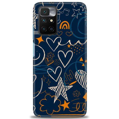 Xiaomi Redmi 10 Kılıf HD Baskılı Kılıf - Notalar ve Kalpler + Tam Ekran Koruyucu