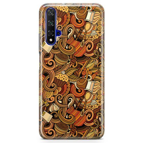 Honor View 20 Kılıf Doodle Türk Kahvesi Arka Kapak Koruma Desenli Full Koruyucu