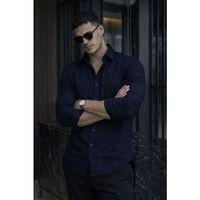 Nefes Alabilir Yarım Oversize Müslin Kumaş Uzun Kol Yakalı Erkek Gömlek - Lacivert