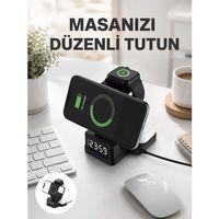 Kablosuz  Dijital Masa Saati – 3 Parlaklık Seviyeli Led, Hızlı Şarj, Apple Uyumlu Yeni Nesil