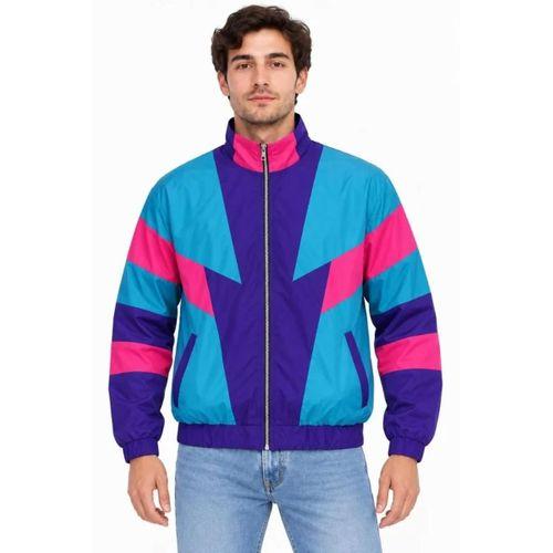 Erkek 80’ler Retro Wintage Dijital Baskılı Fermuarlı Rüzgar Kesici Mevsimlik Ceket