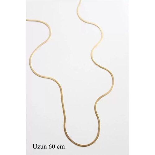 Uzun İnce İtalyan Zincir Kolye (60 cm) - Altın