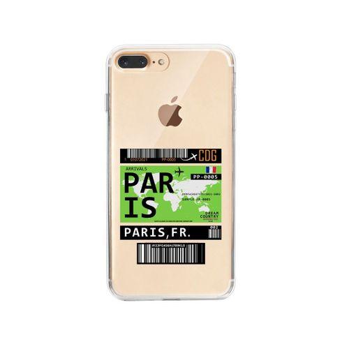 iPhone 7 Plus Paris Bilet Tasarımlı Premium Şeffaf Silikon Kılıf