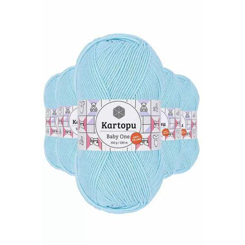 5 Adet Baby One Tüylenmeyen El Örgü İpi Yünü Gök Mavi K502