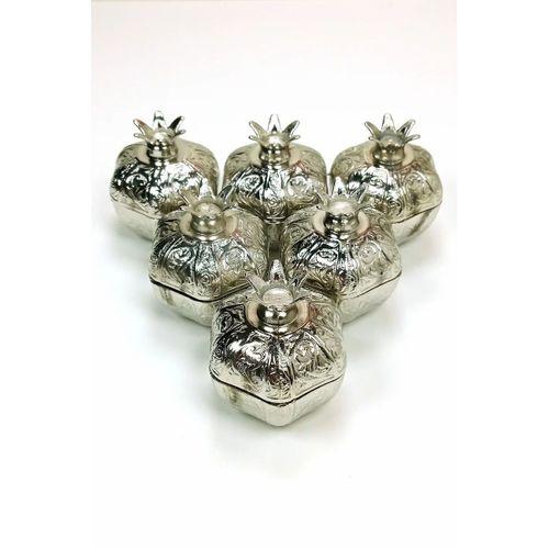 6 Lı Mini Eskitme Osmanlı Temalı Açık Renk Nar Lokumluk Sunum