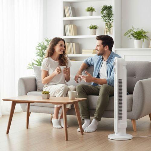 EVEREST FAN14, BEYAZ, 3 Kademeli Hız, Kule Tipi, 50W, Zamanlama Ayarlı, Sağ ve Sol Salınım,  Vantilatör