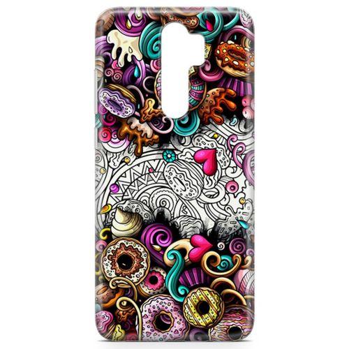 Xiaomi Redmi Note 8 Pro Kılıf Donut Doodle Arka Kapak Koruma Desenli Full Koruyucu