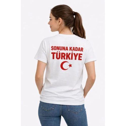 TÜRKİYE Ay Yıldız Baskılı Taraftar Forma T-Shirt - Beyaz