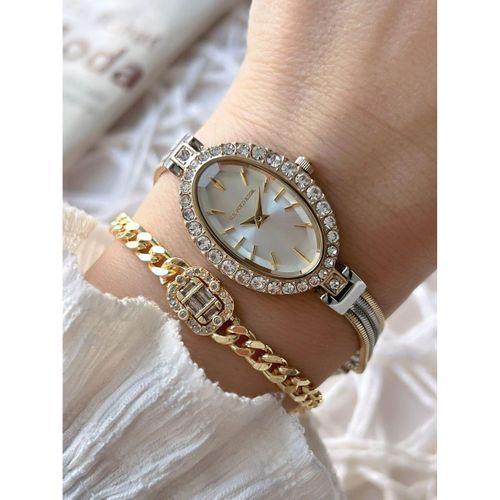 U.S.Polo Assn. Zincirli Özel Tasarım Çelik Kordon Kesme Kristal Camlı 3 Atm Kadın Kol Saati U02148.4