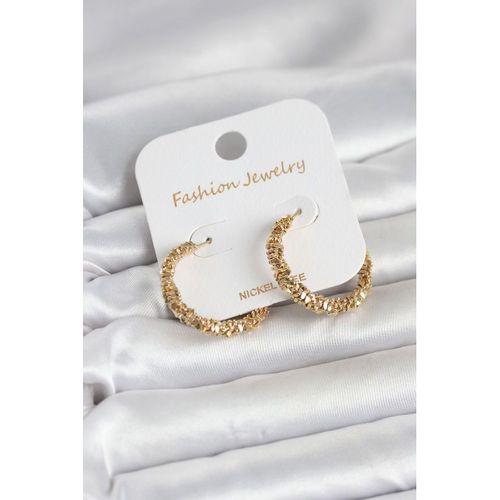 Gold Renk Pirinç Tırtık Model Kadın Küpe