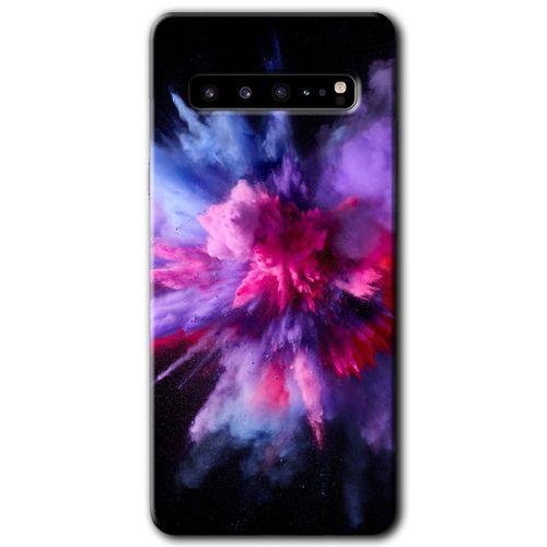Samsung Galaxy S10 Plus HD Baskılı Kılıf + 9D Tam Ekran Koruyucu - Color Splash Purple