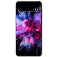 Samsung Galaxy S10 Plus HD Baskılı Kılıf + 9D Tam Ekran Koruyucu - Color Splash Purple