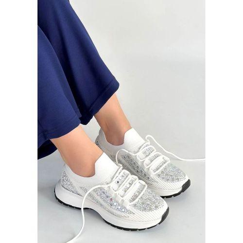 Ceas Beyaz Triko Bağcıklı Spor Ayakkabı