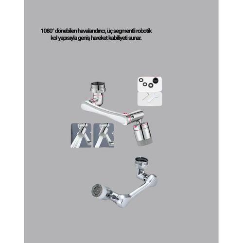 1080° Dönebilen Musluk Başlığı Robotik Kol Havalandırıcı Çok Yönlü Su Yönlendirme