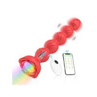 Telefon Kontrollü Haley Rose Pulled Beads Anal Plug – Kırmızı