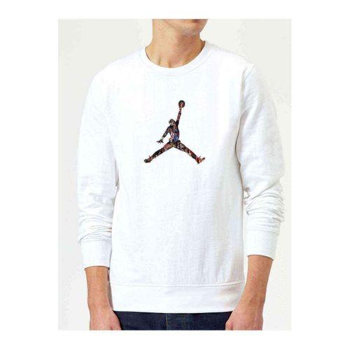 Basketball Baskılı Beyaz Erkek Sweatshirt