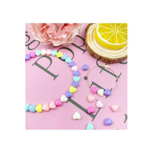 100 gr (500 adet) Şeker Rengi Akrilik Kalp Boncuklar Renkli Karışık Plastik Pastel Boncuklar Ara Boncuk Kalp Şekilli Kolye Bilezik için