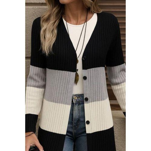 Kadın Uzun Kollu çok Renkli önden Düğmeli Uzun Ceket