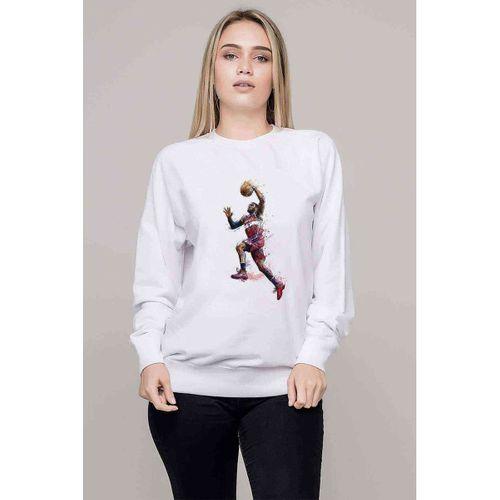 Basket Spor Basketci Baskılı Beyaz Kadın Sweatshirt