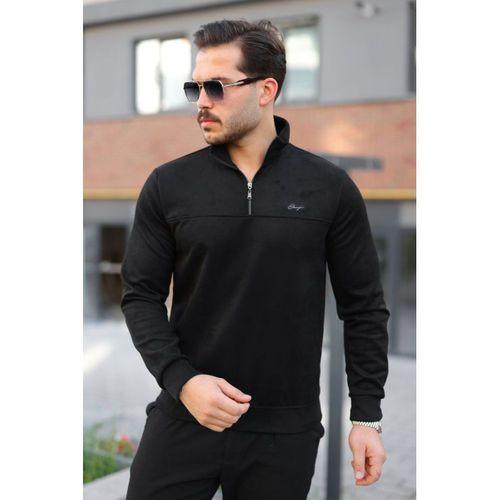 Erkek Süet Yarım Fermuar Dik Yaka Sweat
