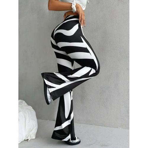 Kadın Yüksek Bel Zebra Desenli Dalgıç Tayt