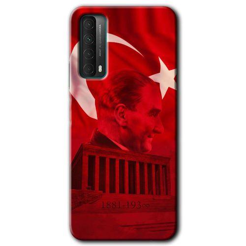 MRCİLETİSİM Huawei P Smart 2021 Kılıf HD Desen Baskılı Arka Kapak + Temperli Cam - Anıtkabir Atatürk