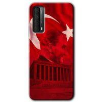 MRCİLETİSİM Huawei P Smart 2021 Kılıf HD Desen Baskılı Arka Kapak + Temperli Cam - Anıtkabir Atatürk