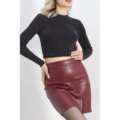 pilelistore Taşlı Sırt Dekolteli Bluz Siyah
