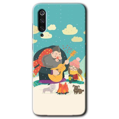 Xiaomi Mi 9 SE Kılıf Baskılı Kapak - Kış Pikniği + 5D Tam Kaplayan Cam