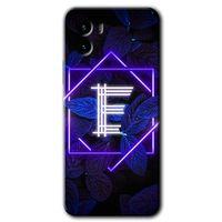 Vivo Y15s HD Baskılı Kılıf + 9D Tam Ekran Koruyucu - Dark Neon Yaprak E Harfi