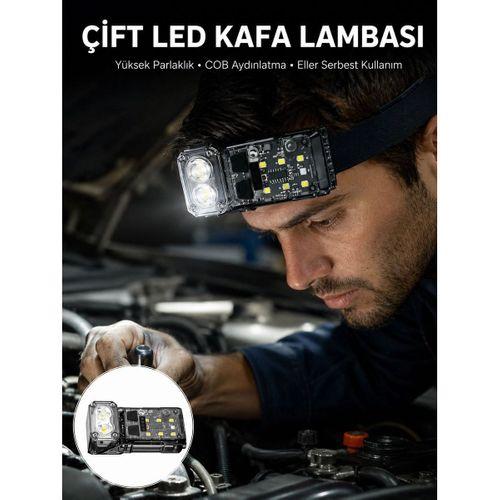 3 Fonksiyonlu Led Far El Feneri Çalışma Lambası Uzun Pil Ömürlü Yeni Nesil