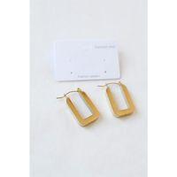 Dikdörtgen Çelik  Küpe - Altın