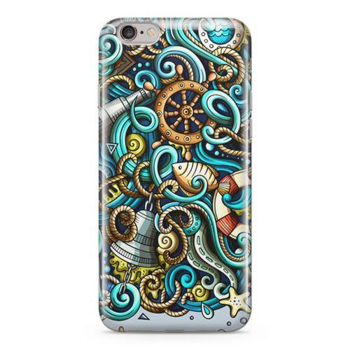 Apple iPhone 6 Plus - 6S Plus Kılıf Deniz Malzemeleri Doodle Arka Kapak Koruma Desenli Full