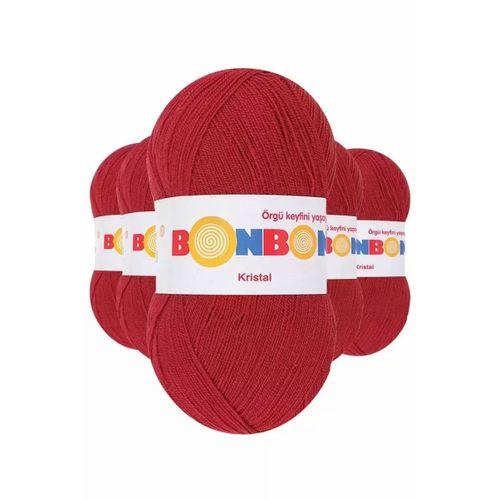 5 Adet Kristal El Örgü Lif İpi Koyu Kırmızı 98237 - bonbon mudanis