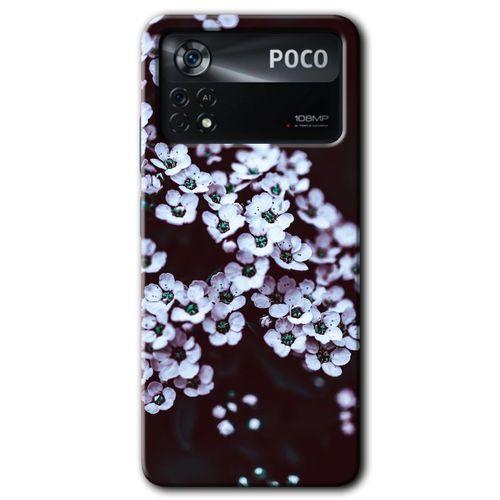 Xiaomi Poco x4 Pro HD Baskılı Kılıf + 9D Tam Ekran Koruyucu - Beyaz Çiçek